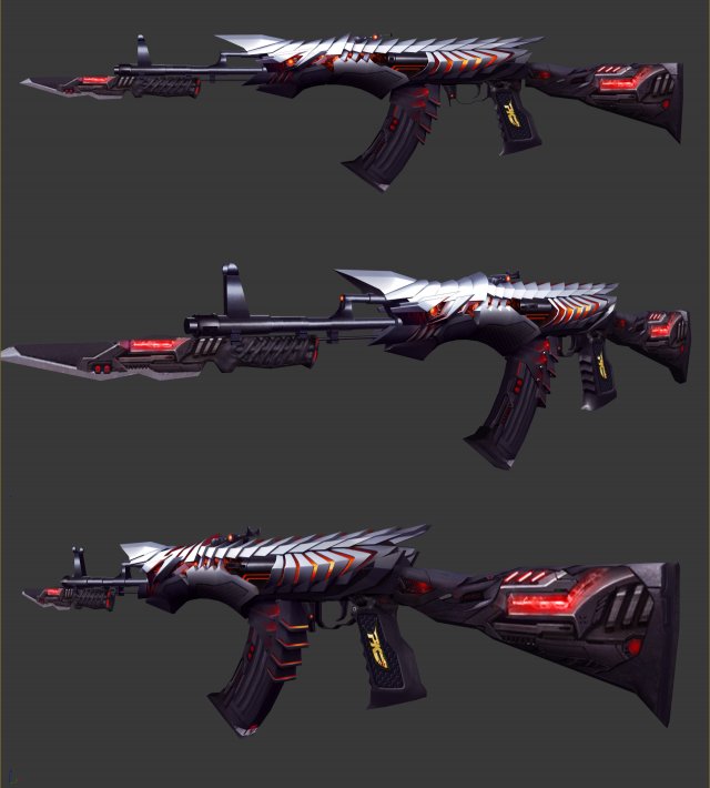 Pistol Born Beast AK47 Handpainted Game Asset 3D 모델 .c4d .max .obj .3ds .fbx .stl .blend 