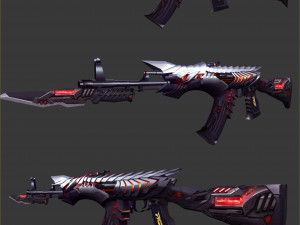 Pistol Born Beast AK47 Handpainted Game Asset 3D Model