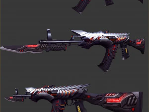 Pistol Born Beast AK47 Risorsa di gioco dipinta a mano Modello 3D