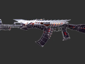 Pistol Born Beast AK47 Handpainted Game Asset 3D Model