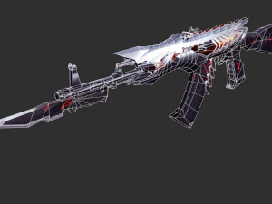 Pistol Born Beast AK47 Handpainted Game Asset 3D Model