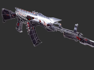 Pistol Born Beast AK47 Handpainted Game Asset 3D Model
