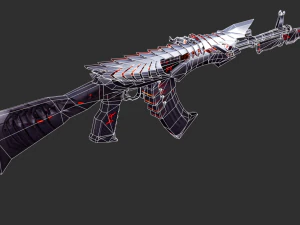 Pistol Born Beast AK47 Handpainted Game Asset 3D Model
