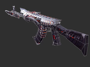 Pistol Born Beast AK47 Handpainted Game Asset 3D Model