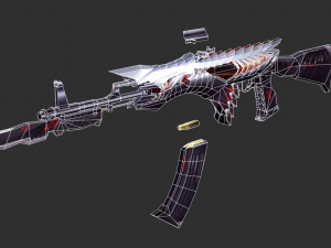 Pistol Born Beast AK47 Handpainted Game Asset 3D 모델