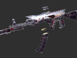 Pistol Born Beast AK47 Handpainted Game Asset 3D Model