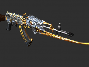 Pistol AK47 In ferno Handpainted Game Asset 3D Модель