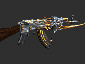 Pistol AK47 In ferno Handpainted Game Asset 3D Модель