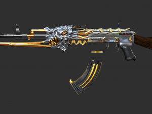 Pistol AK47 In ferno Handpainted Game Asset 3D Модель