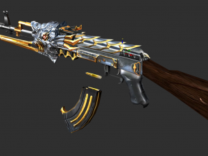 Pistol AK47 In ferno Handpainted Game Asset 3D Модель