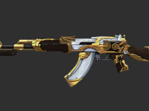 Pistol AK47 Royal Guard Handpainted Game Asset 3D Model