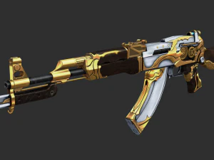 Pistol AK47 Royal Guard Handpainted Game Asset 3D Model
