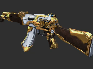 Pistol AK47 Royal Guard Handpainted Game Asset 3D Model