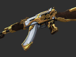 Pistol AK47 Royal Guard Handpainted Game Asset 3D Model