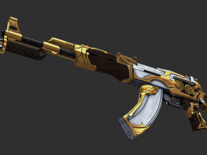 Pistol AK47 Royal Guard Handpainted Game Asset Modelo 3D
