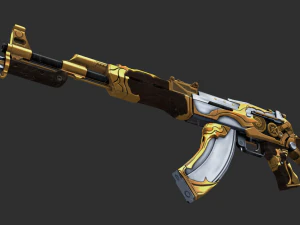 Pistol AK47 Royal Guard Handpainted Game Asset 3D Model