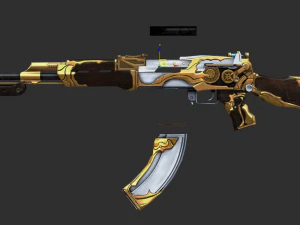 Pistol AK47 Royal Guard Handpainted Game Asset 3D Model