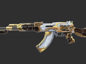 Pistol AK47 Royal Guard Handpainted Game Asset Modelo 3D
