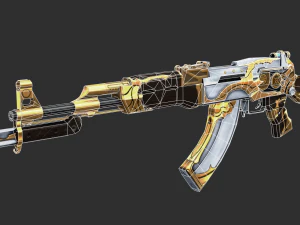 Pistol AK47 Royal Guard Handpainted Game Asset 3D Model