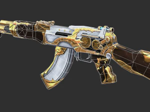 Pistol AK47 Royal Guard Handpainted Game Asset 3D Model
