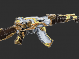 Pistol AK47 Royal Guard Handpainted Game Asset Modelo 3D