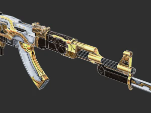 Pistol AK47 Royal Guard Handpainted Game Asset 3D Model