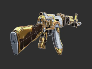 Pistol AK47 Royal Guard Handpainted Game Asset 3D Model