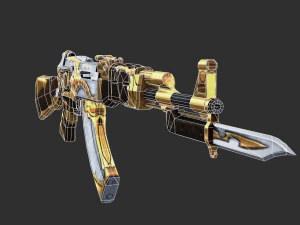Pistol AK47 Royal Guard Handpainted Game Asset 3D Model