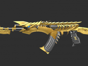 Pistol Noble Gold AK47 Handpainted Game Asset 3D Model