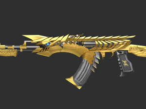 Пистолет Noble Gold AK47, расписанный вручную игровой актив 3D Модель