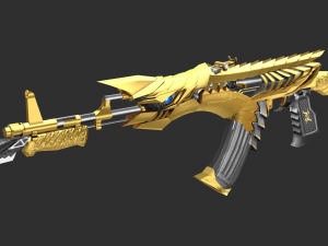 Pistol Noble Gold AK47 Handpainted Game Asset 3D Model