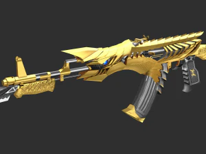 Pistol Noble Gold AK47 Handpainted Game Asset 3D Model
