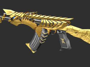Pistol Noble Gold AK47 Handpainted Game Asset 3D Model