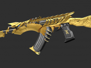 Pistol Noble Gold AK47 Handpainted Game Asset 3D Model