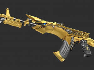 Pistol Noble Gold AK47 Handpainted Game Asset 3D Model