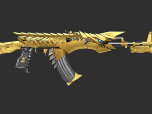 Pistol Noble Gold AK47 Handpainted Game Asset 3D Model