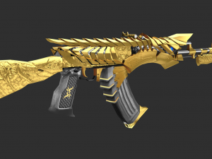 Pistol Noble Gold AK47 Handpainted Game Asset 3D Model