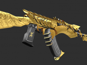 Pistol Noble Gold AK47 Handpainted Game Asset 3D Model