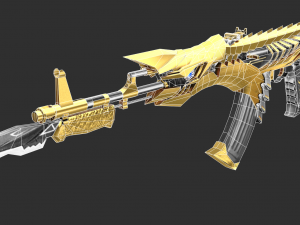 Pistol Noble Gold AK47 Handpainted Game Asset 3D Model