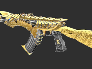 Pistol Noble Gold AK47 Handpainted Game Asset 3D Model