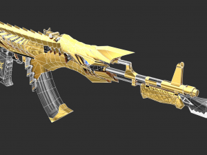 Pistol Noble Gold AK47 Handpainted Game Asset 3D Model