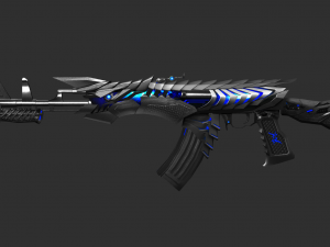 Pistol AK47 Blue Beast Handpainted Game Asset 3D Model