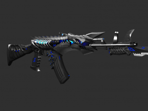 Pistol AK47 Blue Beast Handpainted Game Asset 3D Model