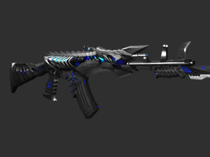 Pistol AK47 Blue Beast Handpainted Game Asset 3D Model