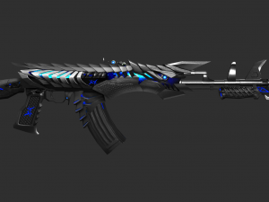 Pistol AK47 Blue Beast Handpainted Game Asset 3D Model