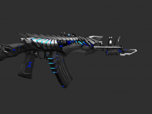 Pistol AK47 Blue Beast Handpainted Game Asset 3D Model