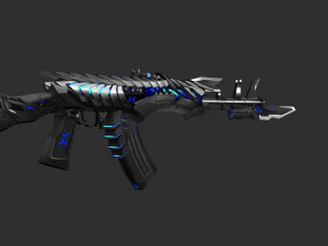 Pistol AK47 Blue Beast Handpainted Game Asset 3D Model