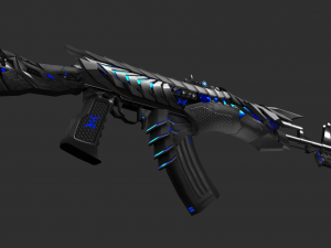 Pistol AK47 Blue Beast Handpainted Game Asset 3D Model