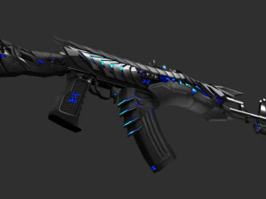 Pistol AK47 Blue Beast Handpainted Game Asset 3D Model