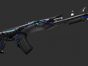 Pistol AK47 Blue Beast Handpainted Game Asset 3D Model